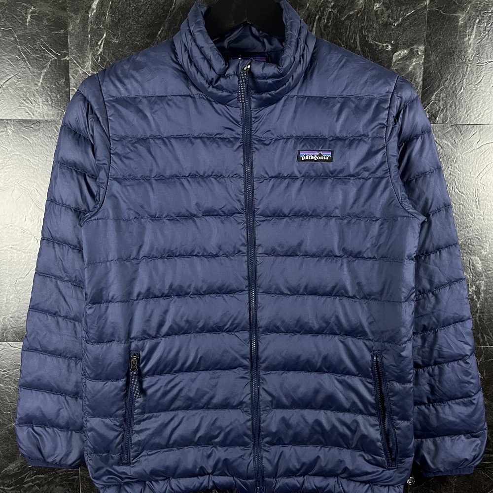 Patagonia Boy's Blue Puff Sweater Jacket Large (Women's XS) -Flaws
